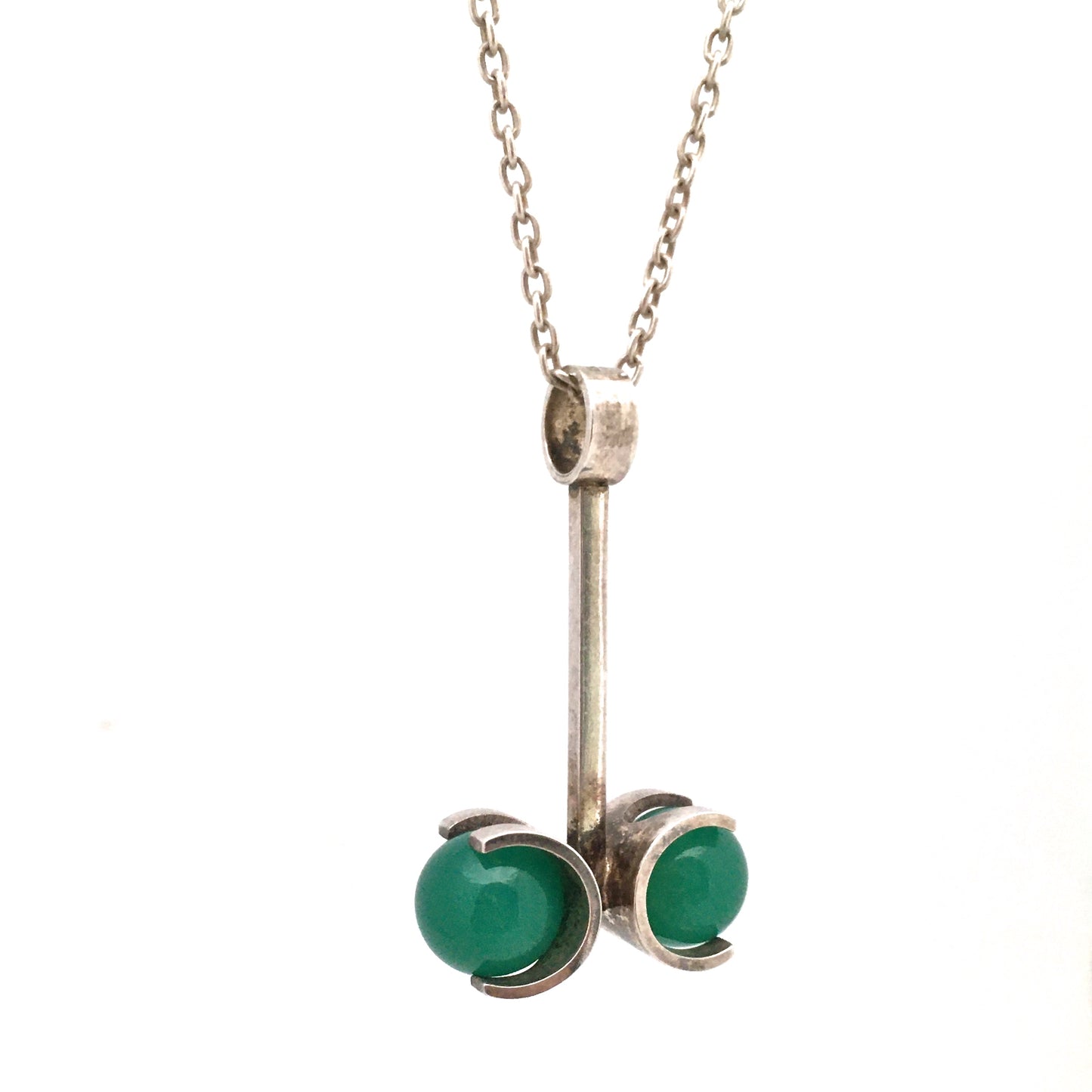 Elis Kauppi 'twin spheres' chrysoprase pendant necklace
