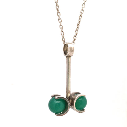 Elis Kauppi 'twin spheres' chrysoprase pendant necklace