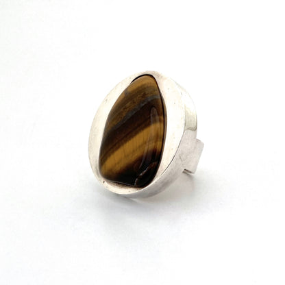 Uni David-Andersen *extra* large silver & tiger eye ring ~ Marianne Berg