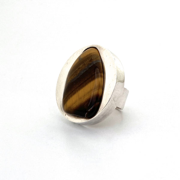 Uni David-Andersen *extra* large silver & tiger eye ring ~ Marianne Berg