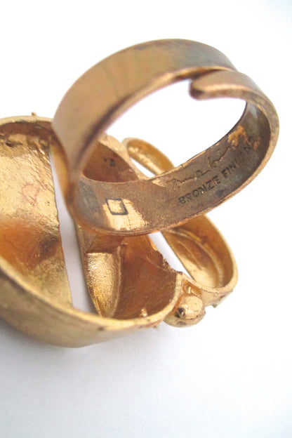 Jorma Laine extra large gilded bronze ring