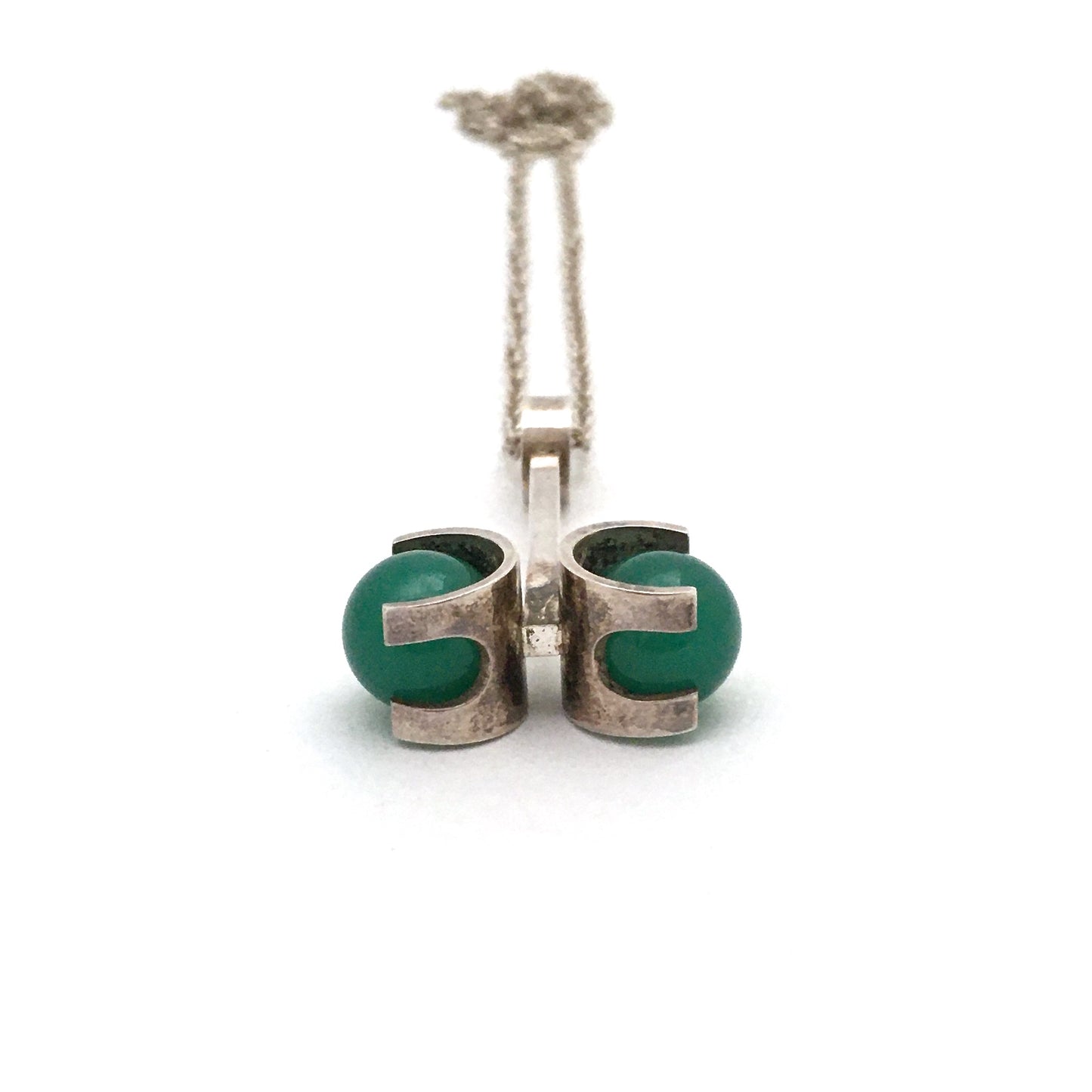 Elis Kauppi 'twin spheres' chrysoprase pendant necklace