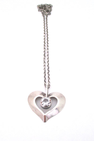 Finnish silver & rock crystal heart pendant - 1974