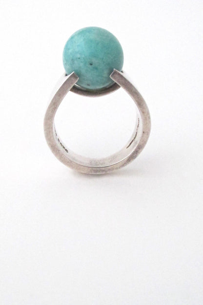 profile Hans Hansen Denmark vintage modernist sterling silver and amazonite ring