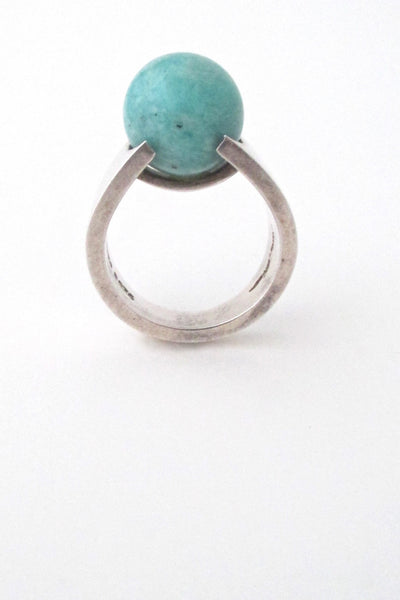 profile Hans Hansen Denmark vintage modernist sterling silver and amazonite ring