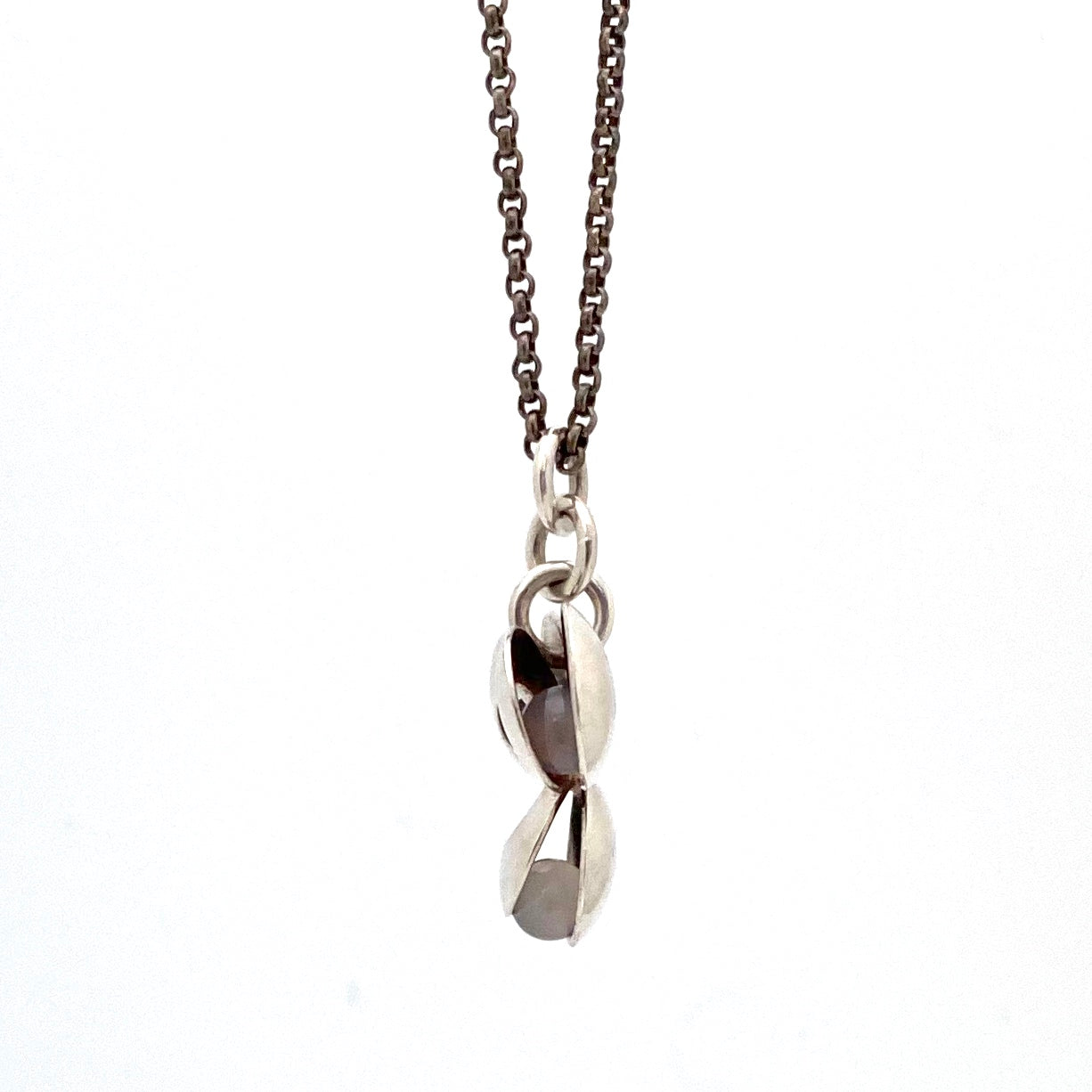 profile Elis Kauppi Kupittaan Kulta Finland vintage silver chalcedony 3 spheres pendant Scandinavian Modernist jewelry design