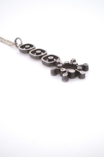 profile Jorma Laine Finland vintage modernist silver pendant necklace Nordic design