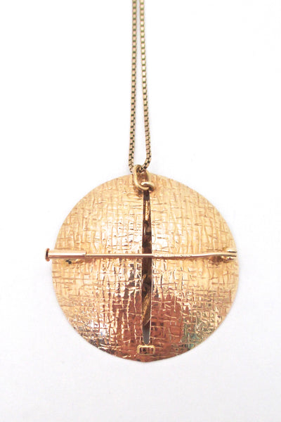 Elis Kauppi large 14k gold kinetic brooch / pendant necklace
