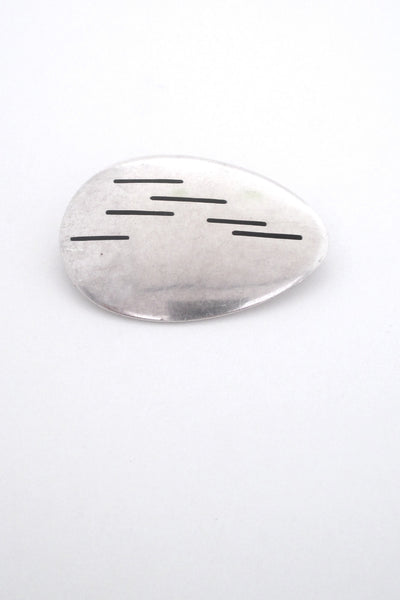 Hans Hansen silver & enamel 'parallels' modernist brooch