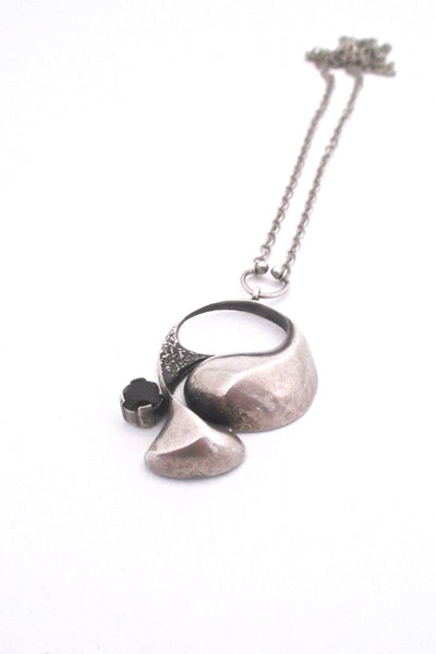 Sten and Laine Finland vintage silver smoky quartz pendant necklace Scandinavian Modernist design