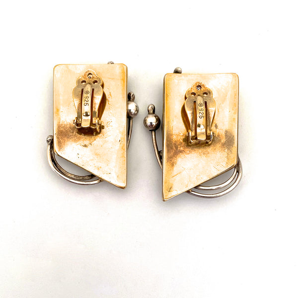Rachel Gera large silver & Roman glass earrings