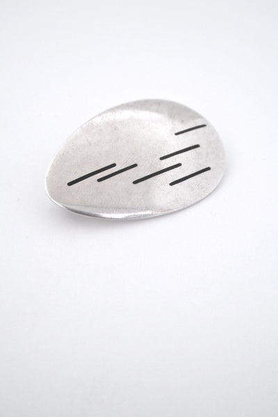 detail Hans Hansen Denmark vintage silver enamel Scandinavian Modern brooch