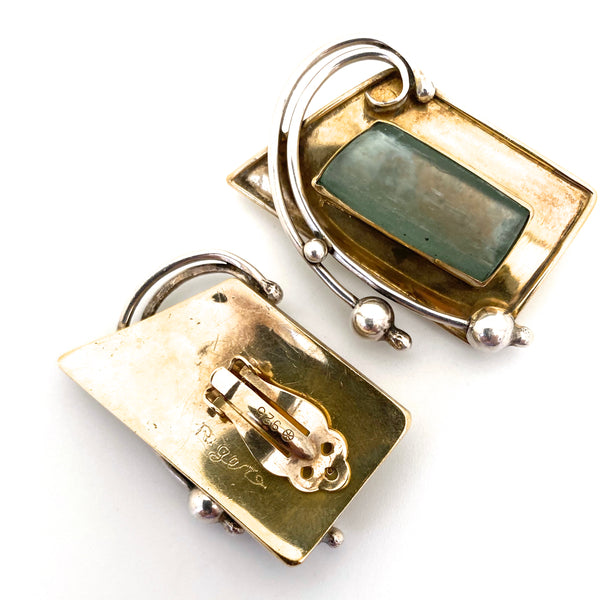 Rachel Gera large silver & Roman glass earrings