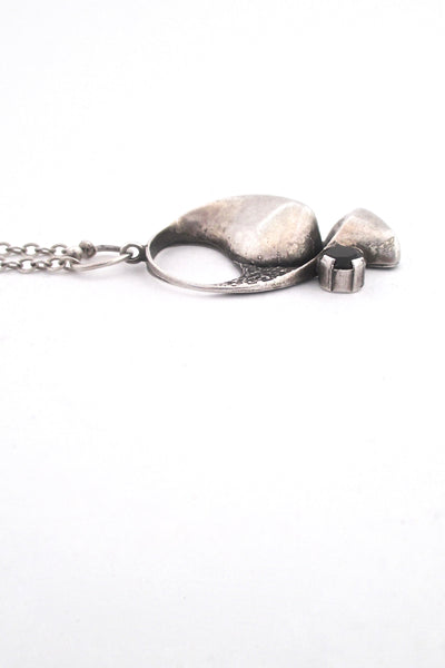 profile Sten and Laine Finland vintage silver smoky quartz pendant necklace Scandinavian Modernist design