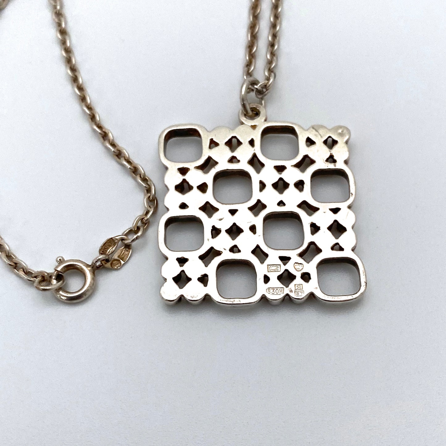 Jorma Laine silver Modernist pendant necklace ~ 1971