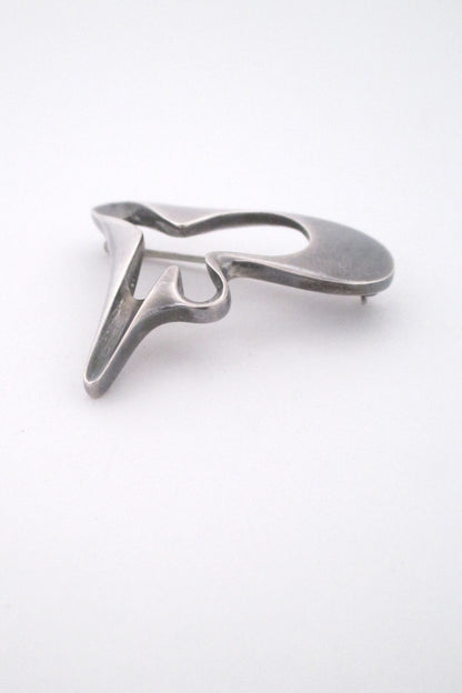 profile Georg Jensen vintage Scandinavian silver brooch 324 by Henning Koppel Danish design