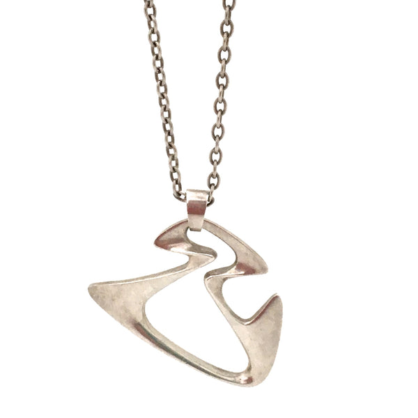 detail Georg Jensen Denmark vintage silver pendant necklace 125 by Henning Koppel Scandinavian Modern jewelry design
