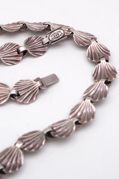 Hermann Siersbol Denmark vintage sterling silver leaf necklace