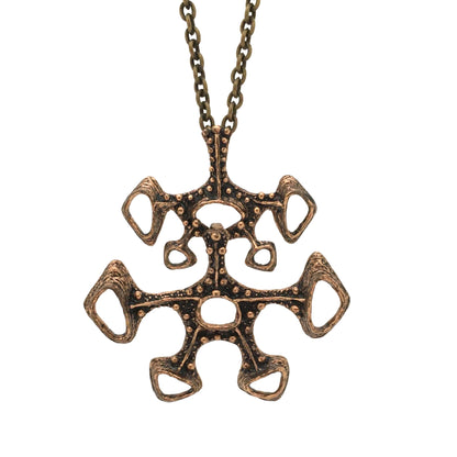 detail Studio Else & Paul Norway large vintage bronze kinetic pendant necklace Scandinavian Modernist jewelry design