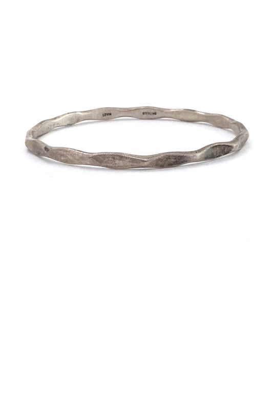 Ed Levin USA vintage hammered silver bangle bracelet Modernist design