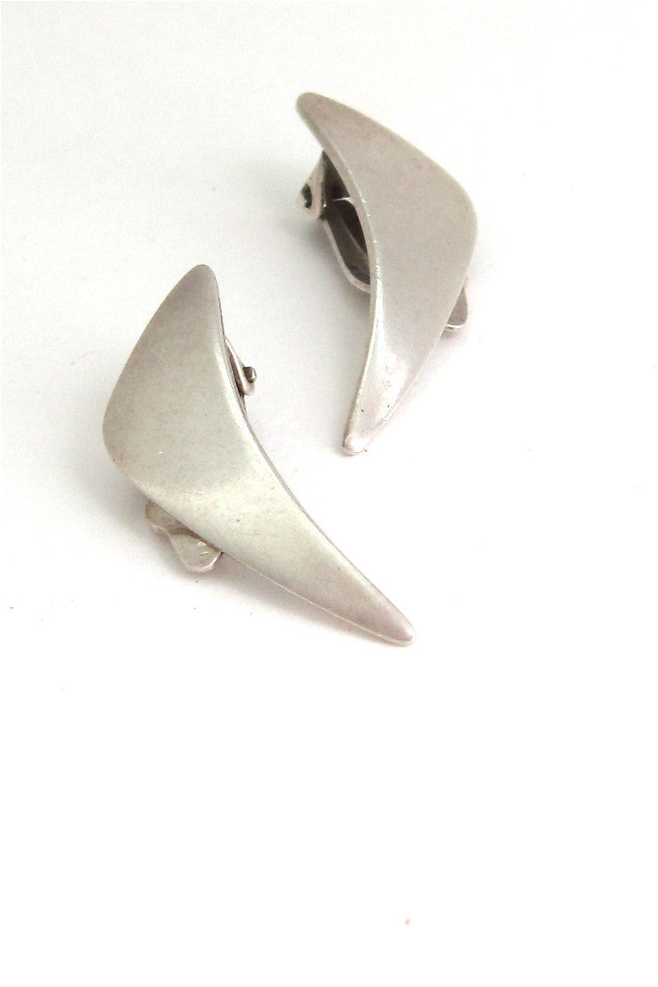 N E From Denmark vintage sterling silver boomerang earrings