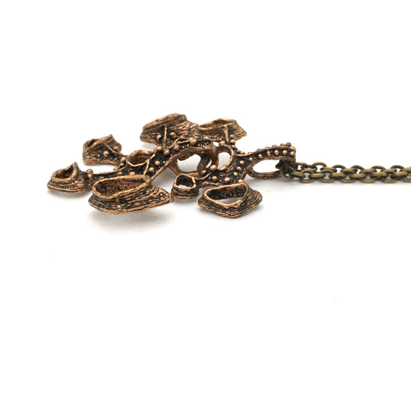 profile Studio Else & Paul Norway large vintage bronze kinetic pendant necklace Scandinavian Modernist jewelry design