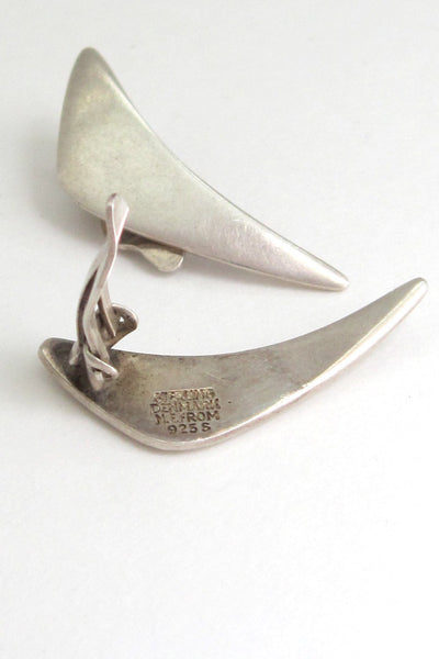 N E From Denmark vintage sterling silver boomerang earrings