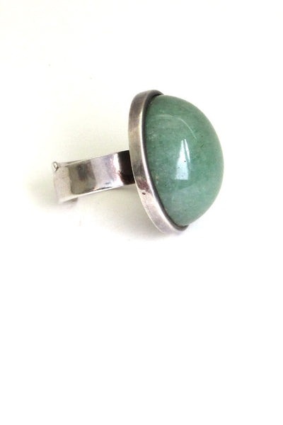 David-Andersen Norway vintage silver and aventurine large dome ring