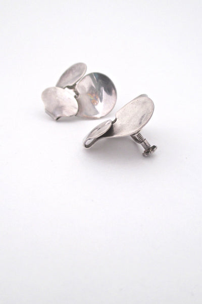 profile Georg Jensen Denmark vintage silver Scandinavian Modern earrings # 166 by Ibe Dahlquist