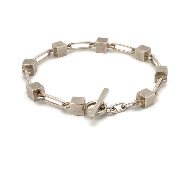 Arne Johansen vintage Modernist silver cubes link bracelet