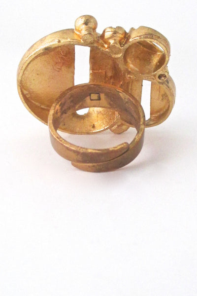 detail Jorma Laine Finland massive gilded bronze ring