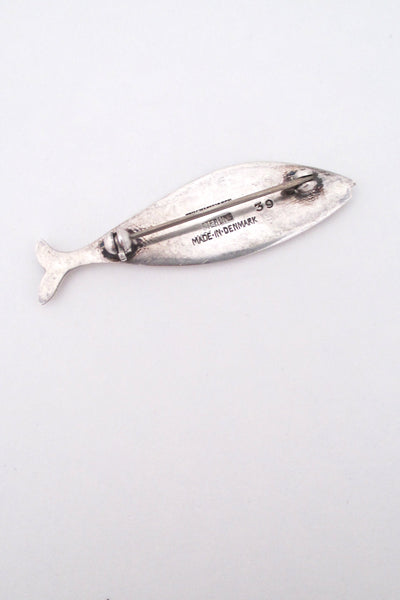 Erik Magnussen silver & enamel fish brooch - rare