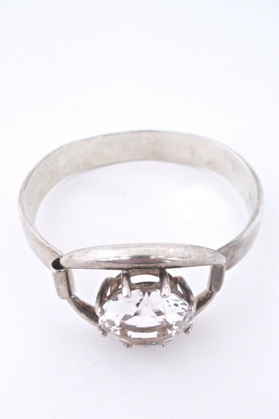 detail Franz Scheurle Germany mid century modern large vintage silver rock crystal bracelet
