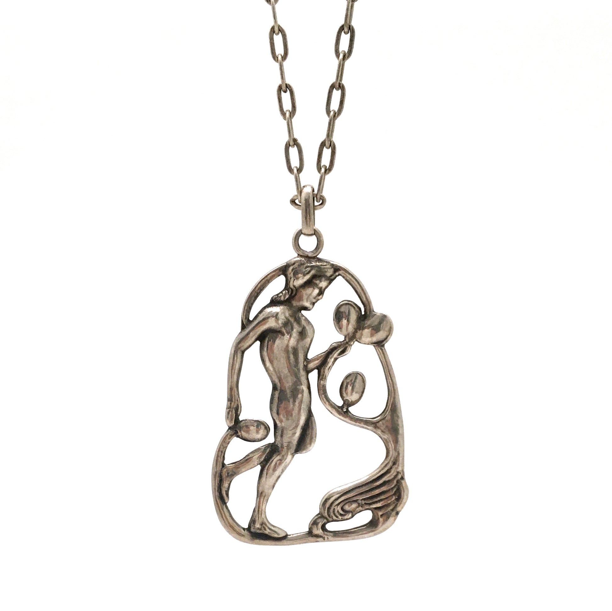 detail Carl Poul Petersen Canada (Georg Jensen son in law) vintage handmade silver large pendant 