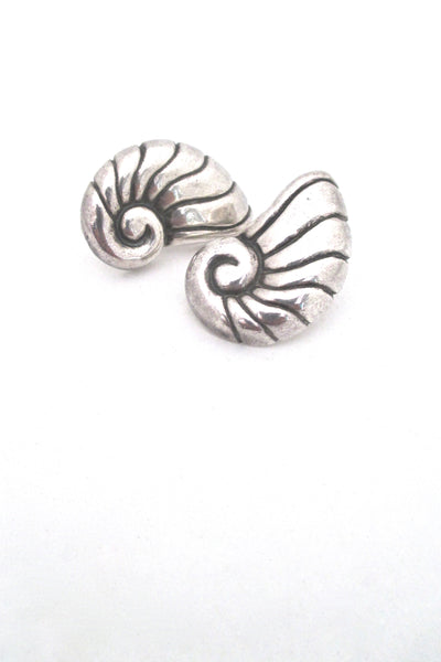 William Spratling nautilus / shell earrings ~ post backs
