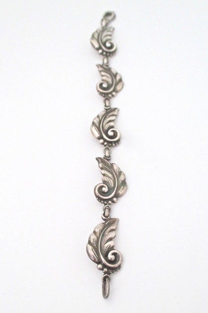 Carl Poul Petersen silver leaf link bracelet - rare