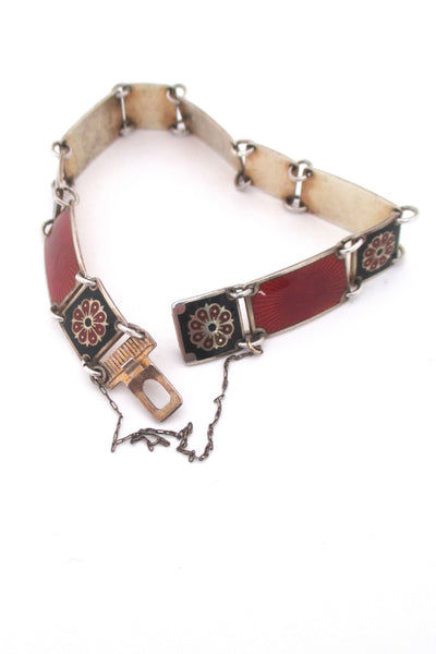 detail David-Andersen Norway vintage modernist silver and enamel bracelet