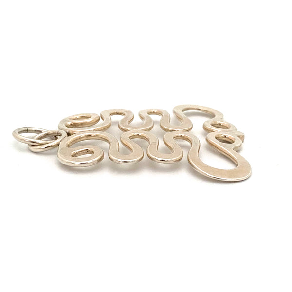 profile Anna Greta Eker Plus Studios Norway vintage silver large Curves pendant Scandinavian Modernist jewelry design