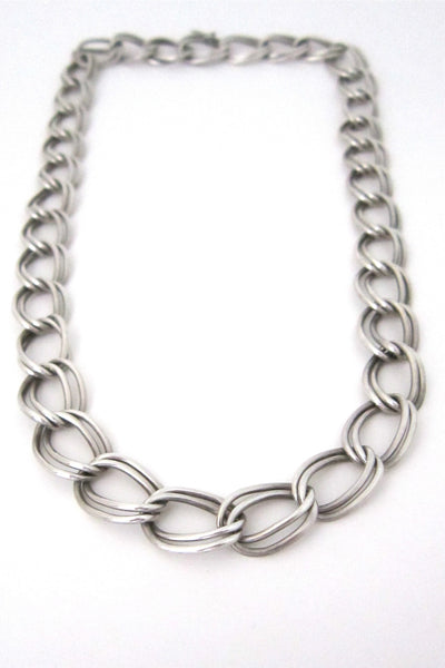 vintage Mexico sterling silver large double link necklace