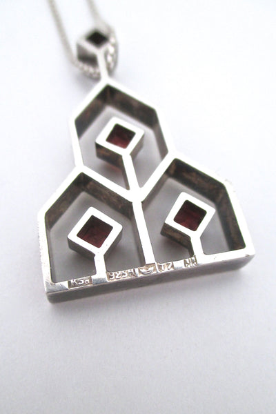 Kaunis Koru silver & cut garnet pendant - Kari Saarinen