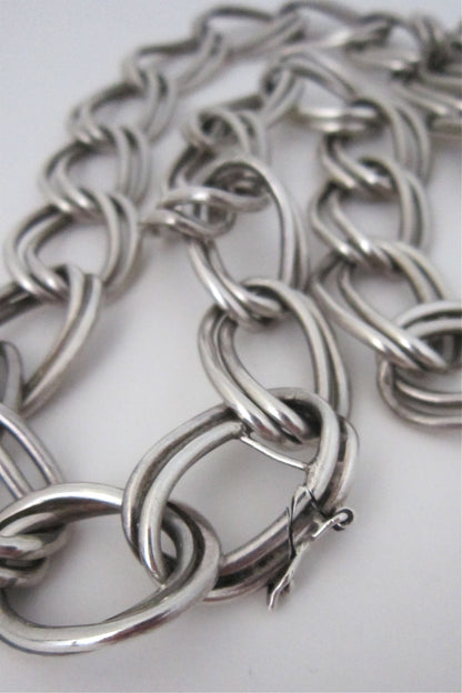 vintage Mexico sterling silver large double link necklace