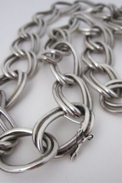 vintage Mexico sterling silver large double link necklace
