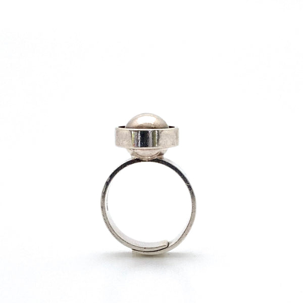 profile Elis Kauppi Kupittaan Kulta Finland vintage silver sphere ring Scandinavian Modernist jewelry design
