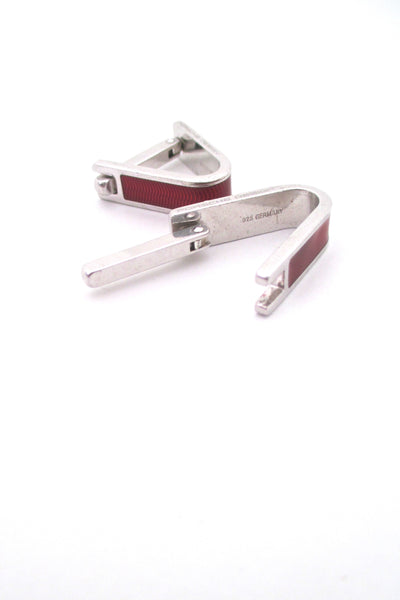 detail Porsche Design Germany sterling silver enamel Delta cufflinks