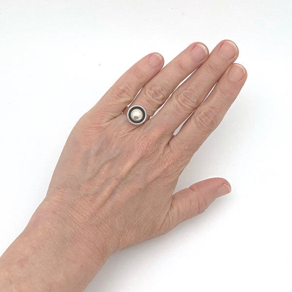 scale Elis Kauppi Kupittaan Kulta Finland vintage silver sphere ring Scandinavian Modernist jewelry design