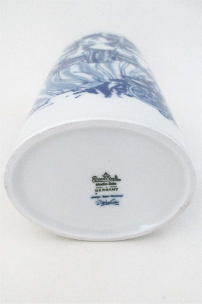 Bjorn Wiinblad pale blue 'woman & birds' vase