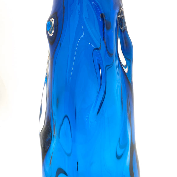 detail Whitefriars England large Knobbly Kingfisher blue cased glass vase William Wilson Harry Dyer,1963