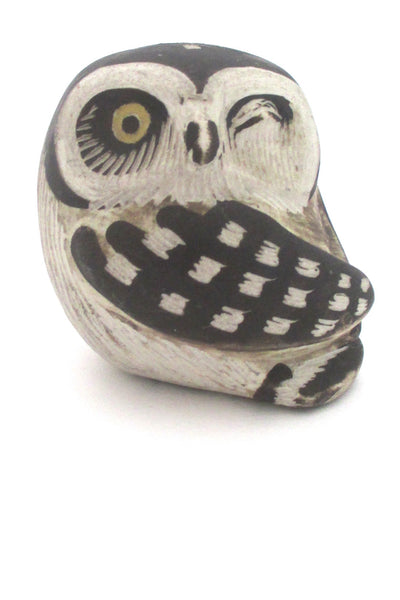 detal 3 Gustavsberg Sweden vintage ceramic complete set of 3 owls by Edvard Lindahl