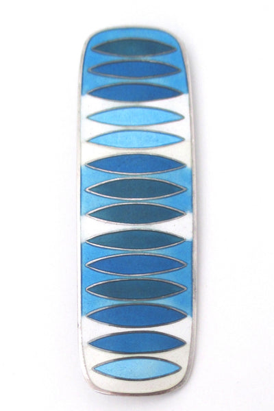 detail David-Andersen Norway vintage Scandinavian Modern silver enamel graphic brooch