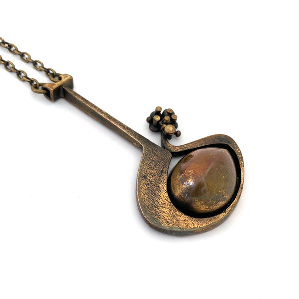 Jorma Laine extra large dimensional bronze pendant necklace